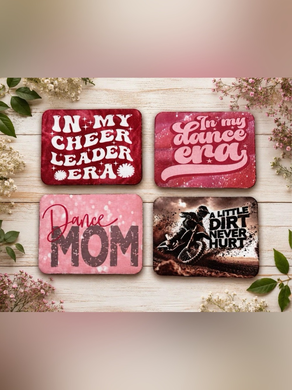 NWT Fun Sublimated Neoprene Magnet Set of 4 | Dance, Cheer & Motocross Magnets